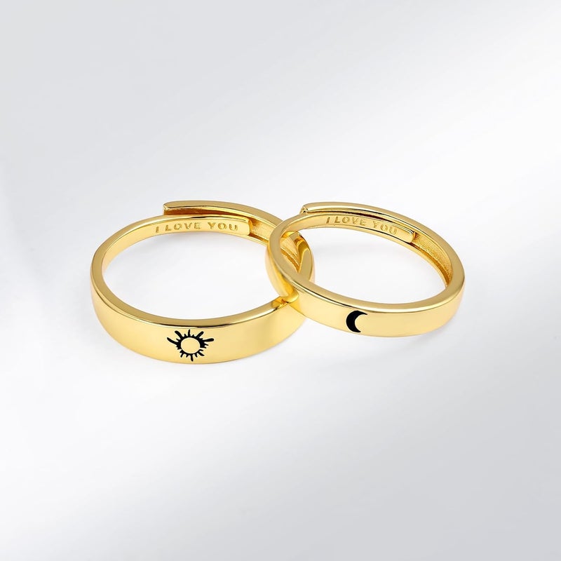 Beydodo 925 Silver Rings Custom Adjustable Sun and Moon Matching Rings Engraved I Love You Couples Rings Wedding - Image 4